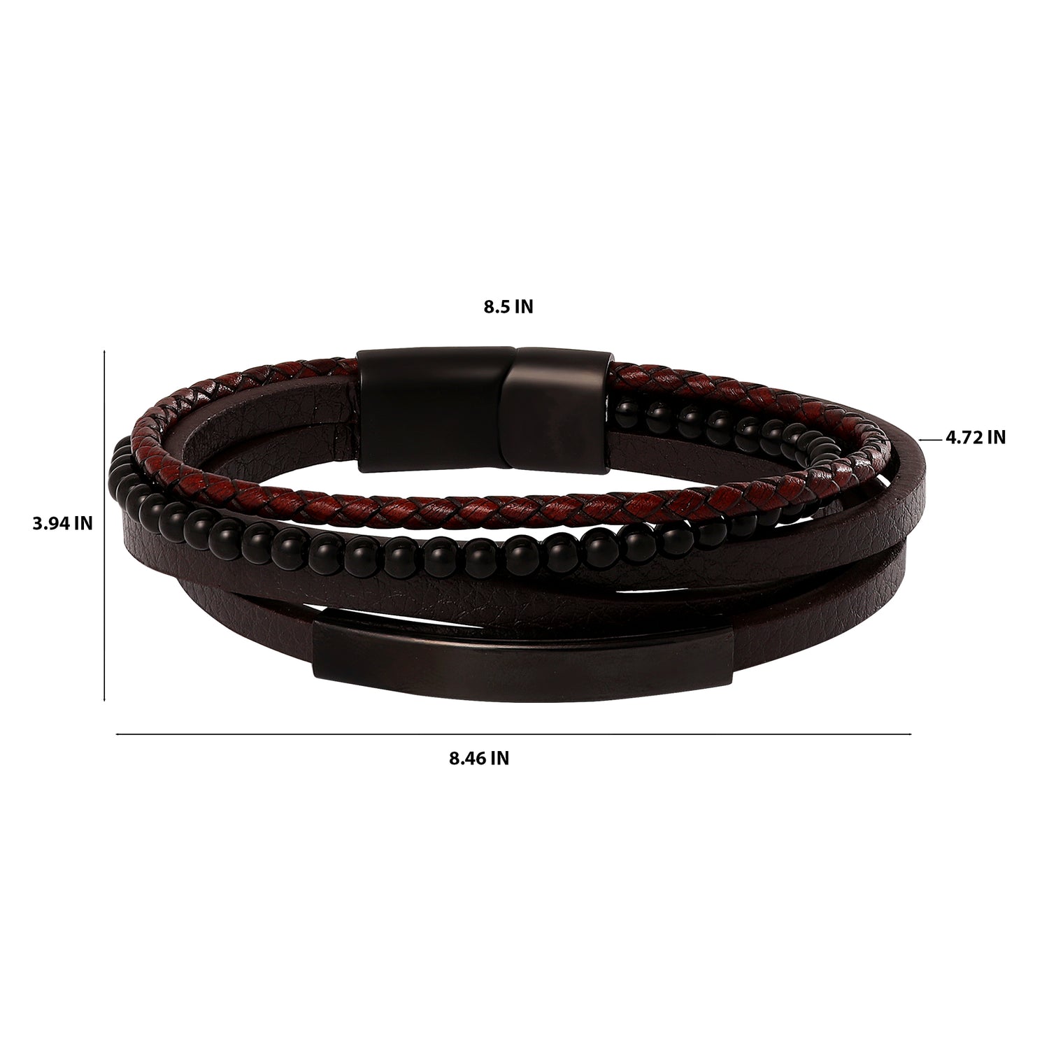 Lucky Brand Mens Multilayer Braided and Bead Bracelet in Brown & Black