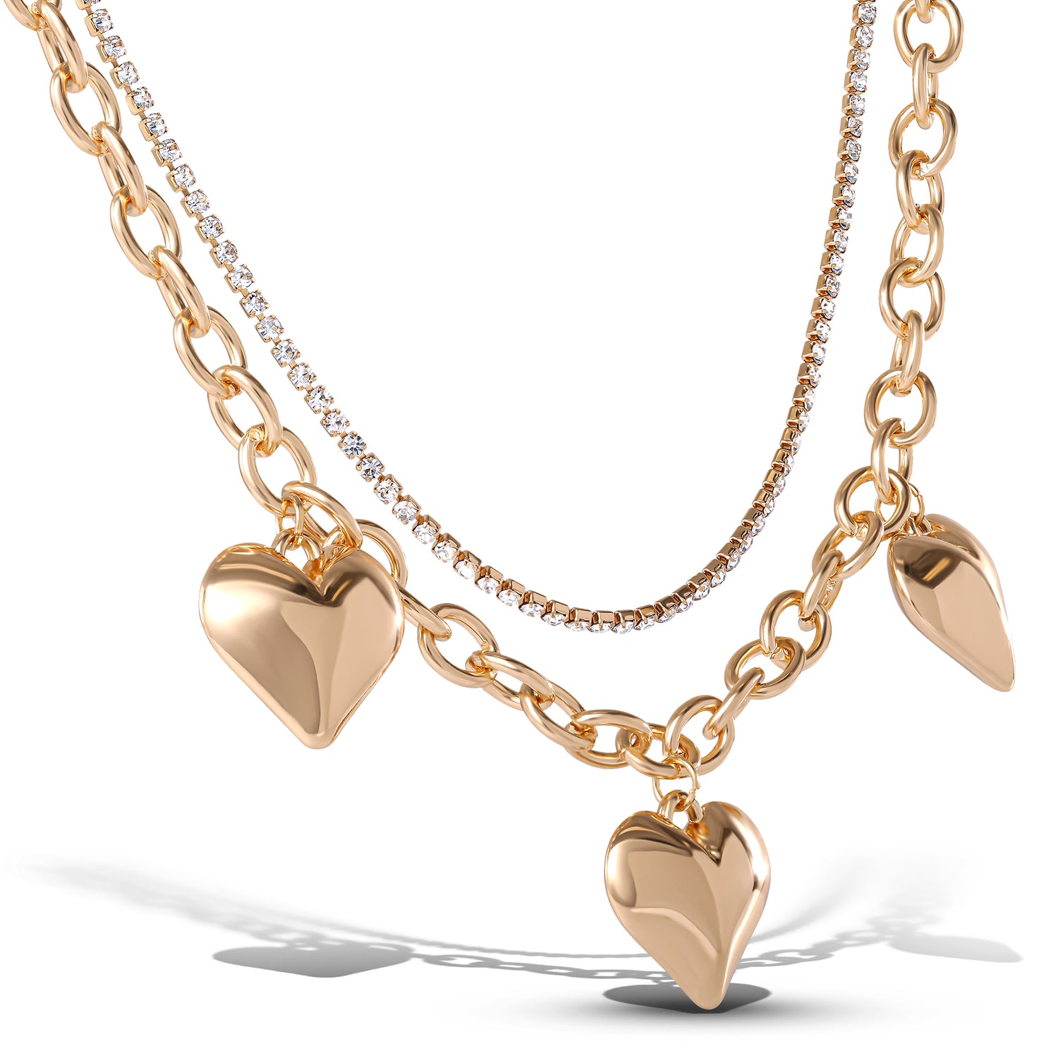 JS Jessica Simpson Triple Heart Statement Necklace