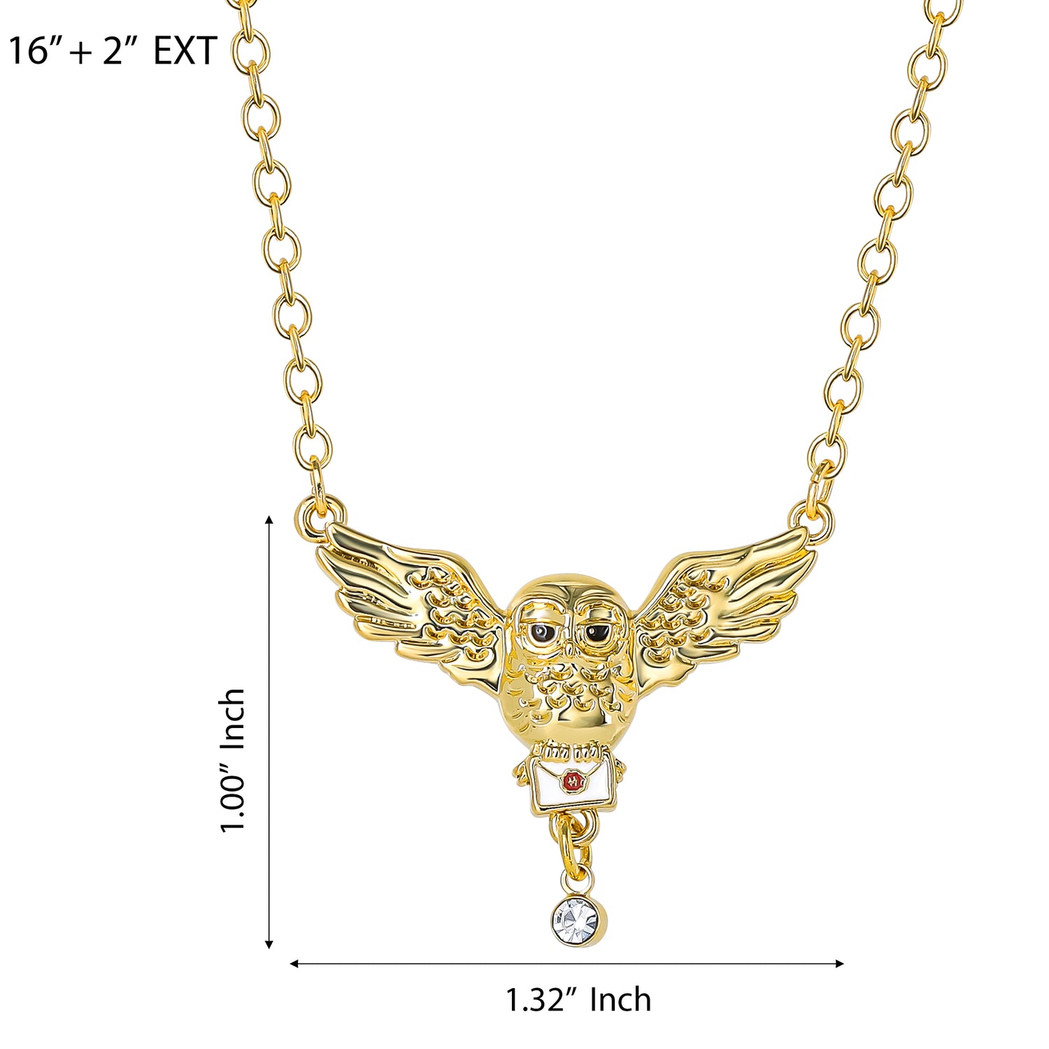 Harry Potter Hedwig Necklace for Women Official License, 16"+2"