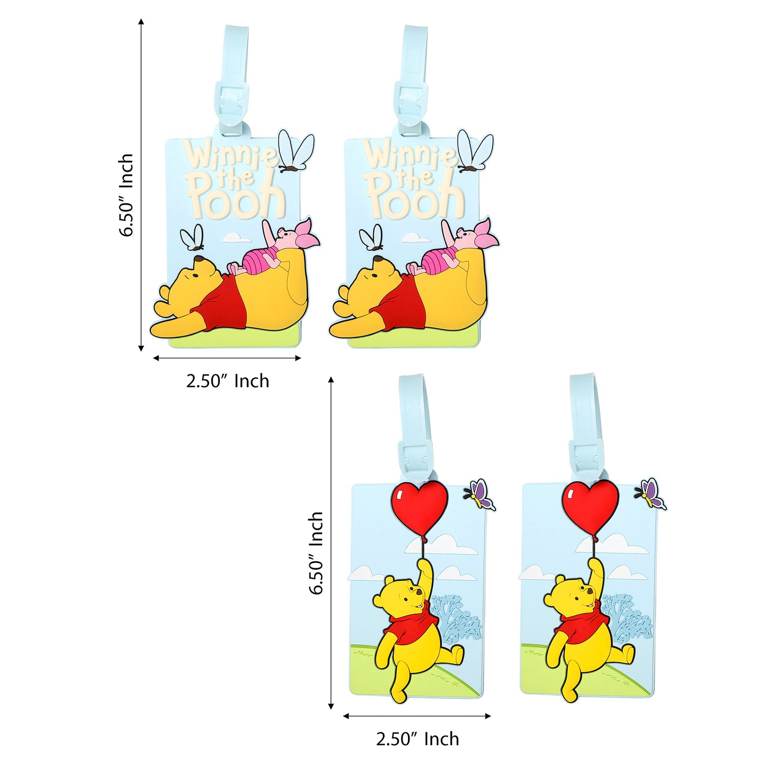 Winnie the Pooh 4 Piece Silicone Luggage Tag Set