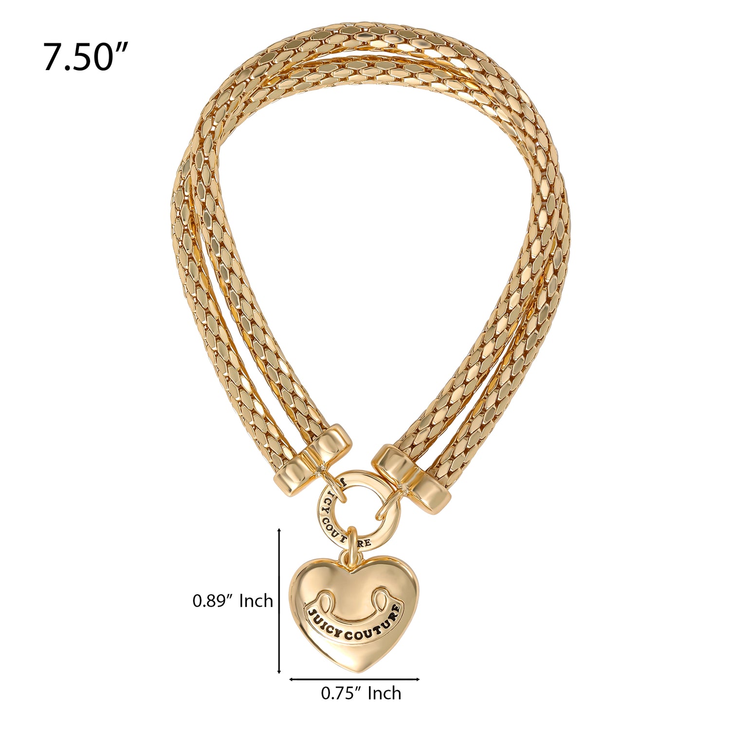 Juicy Couture Layered Heart Bracelet - Gold Tone