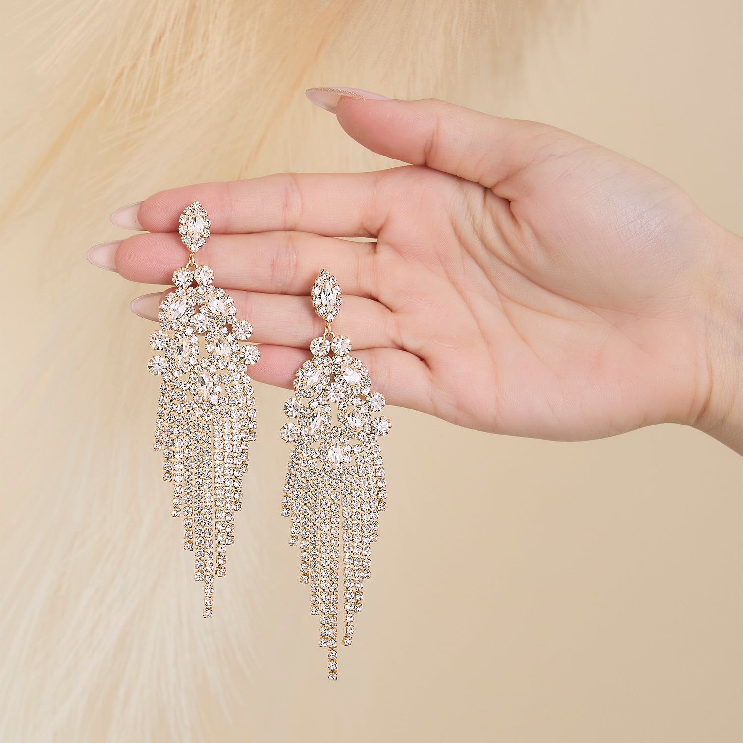 Jessica Simpson Crystal Fan Drop Earrings in Silver-Tone