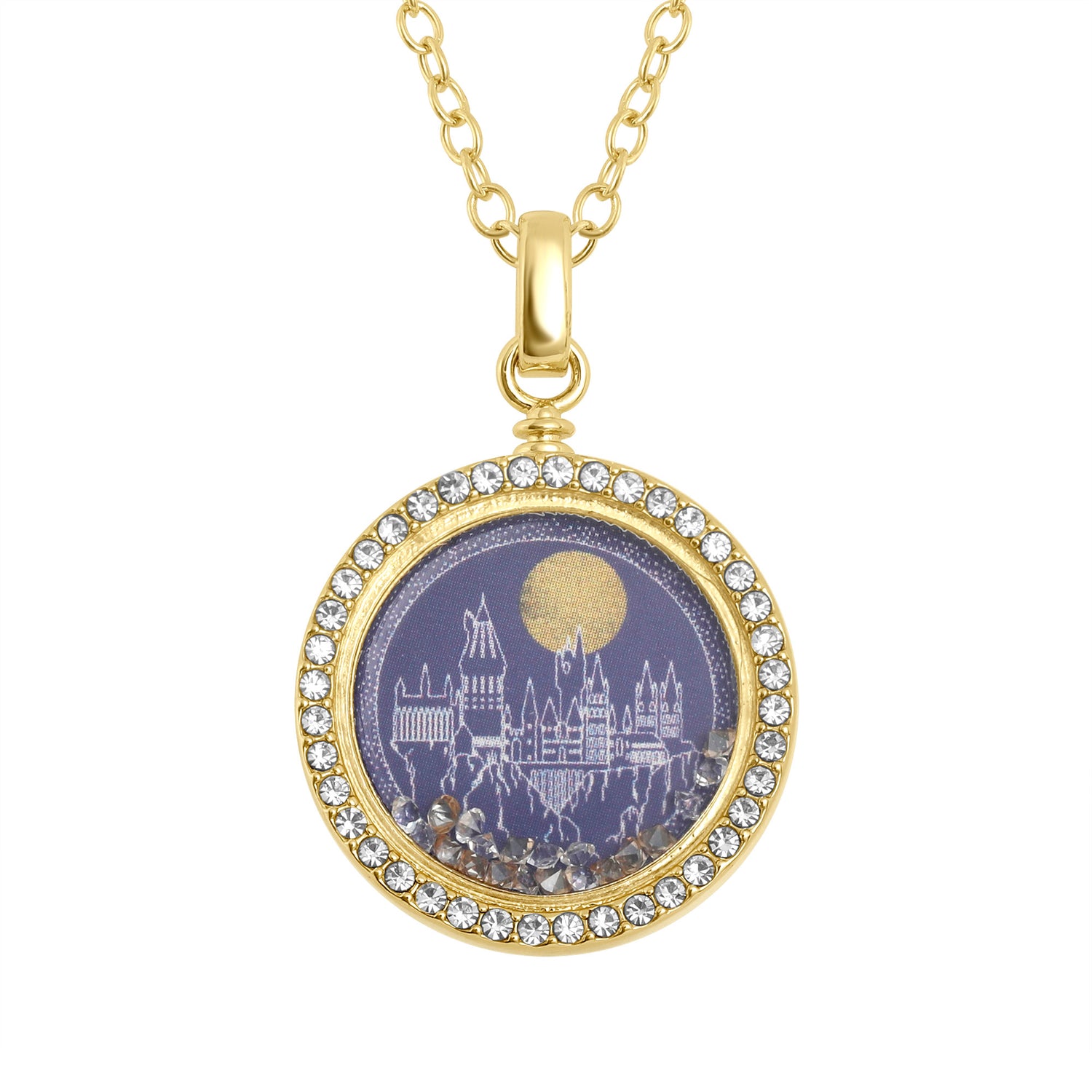 Harry Potter Hogwarts Castle Shaker Pendant Necklace for Women, 16"+2"