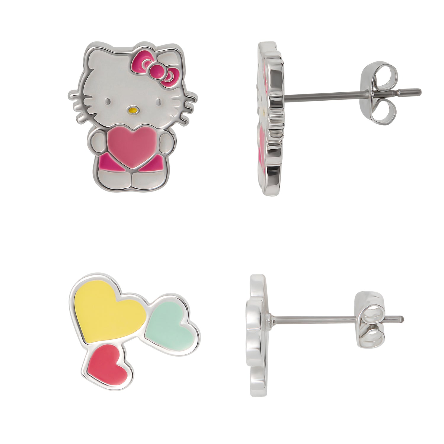 Hello Kitty Stud Earrings Set for Women, 2 Pairs, Sanrio Studs