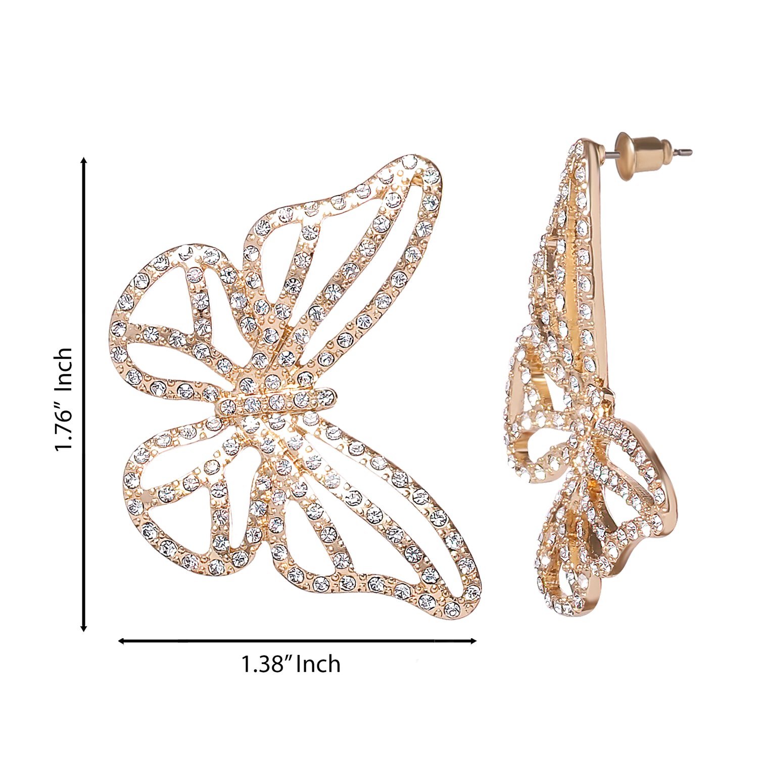 JS Jessica Simpson Textured Butterfly Stud Earrings in Gold-Tone