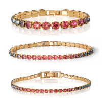 Jessica Simpson Colorful Crystal Tennis Bracelet Set - Sparkling Stackable Bracelets