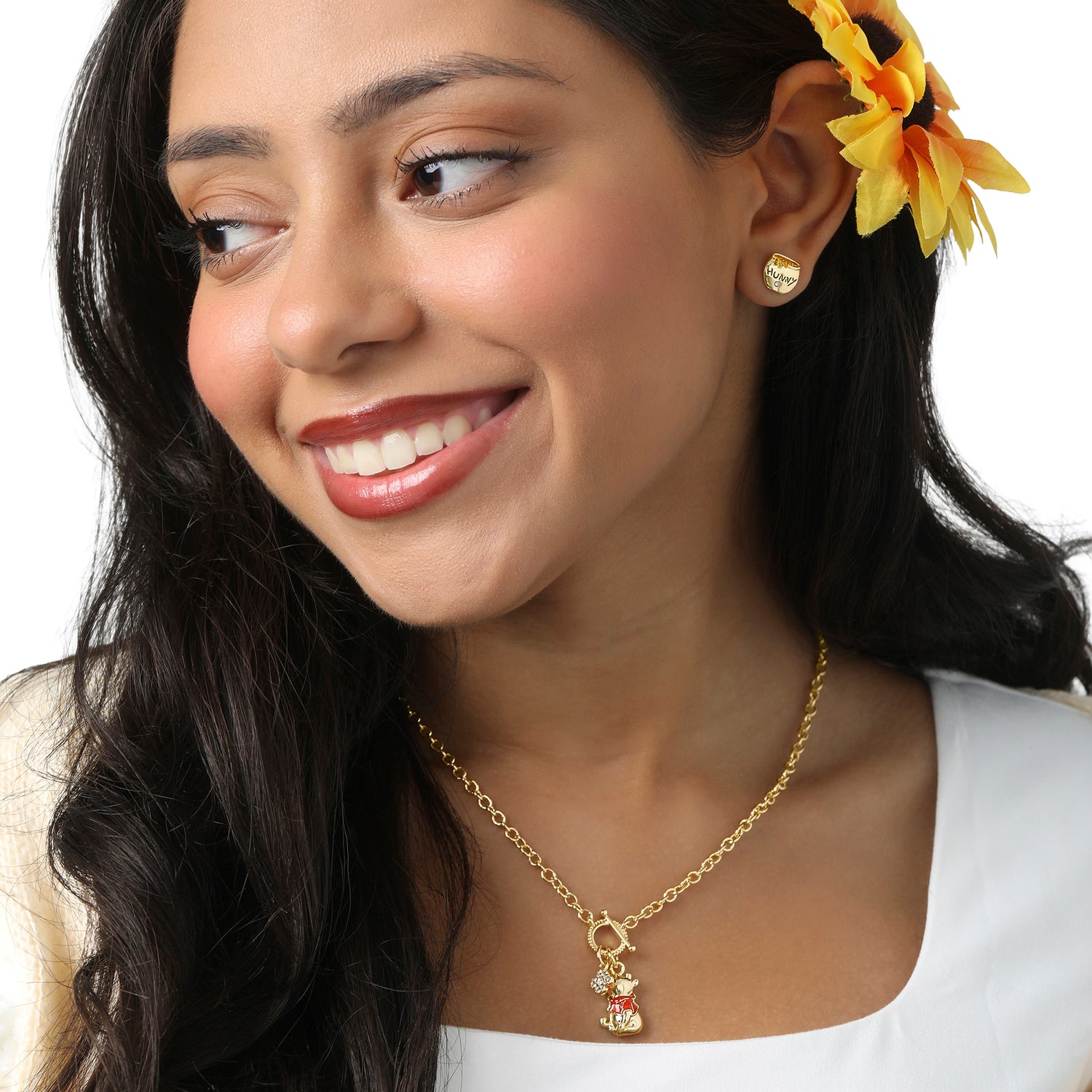 Winnie the Pooh Earrings Pack of 2 Official License, 18k Gold Flash Plated