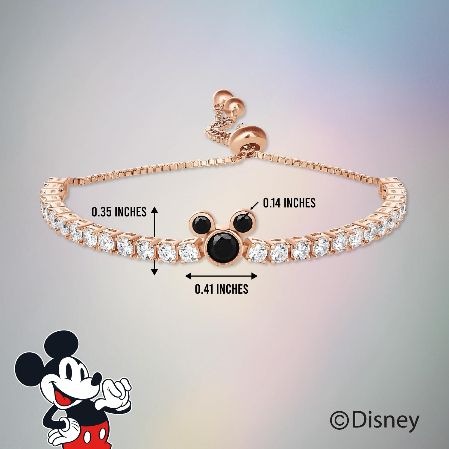 Disney Mickey Mouse Tennis Bracelet Official License,Flash-Plated and Cubic Zirconia Bracelet