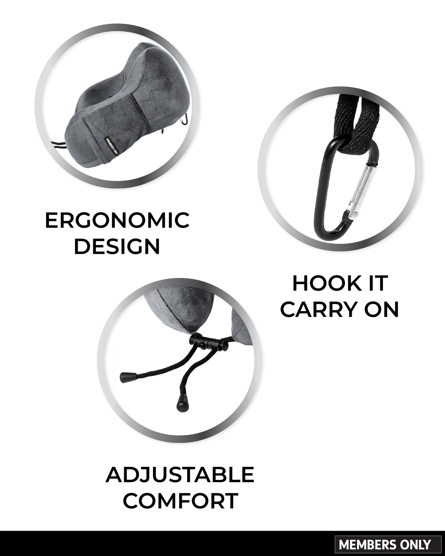 MEMBERS ONLY GRAY NECK PILLOW