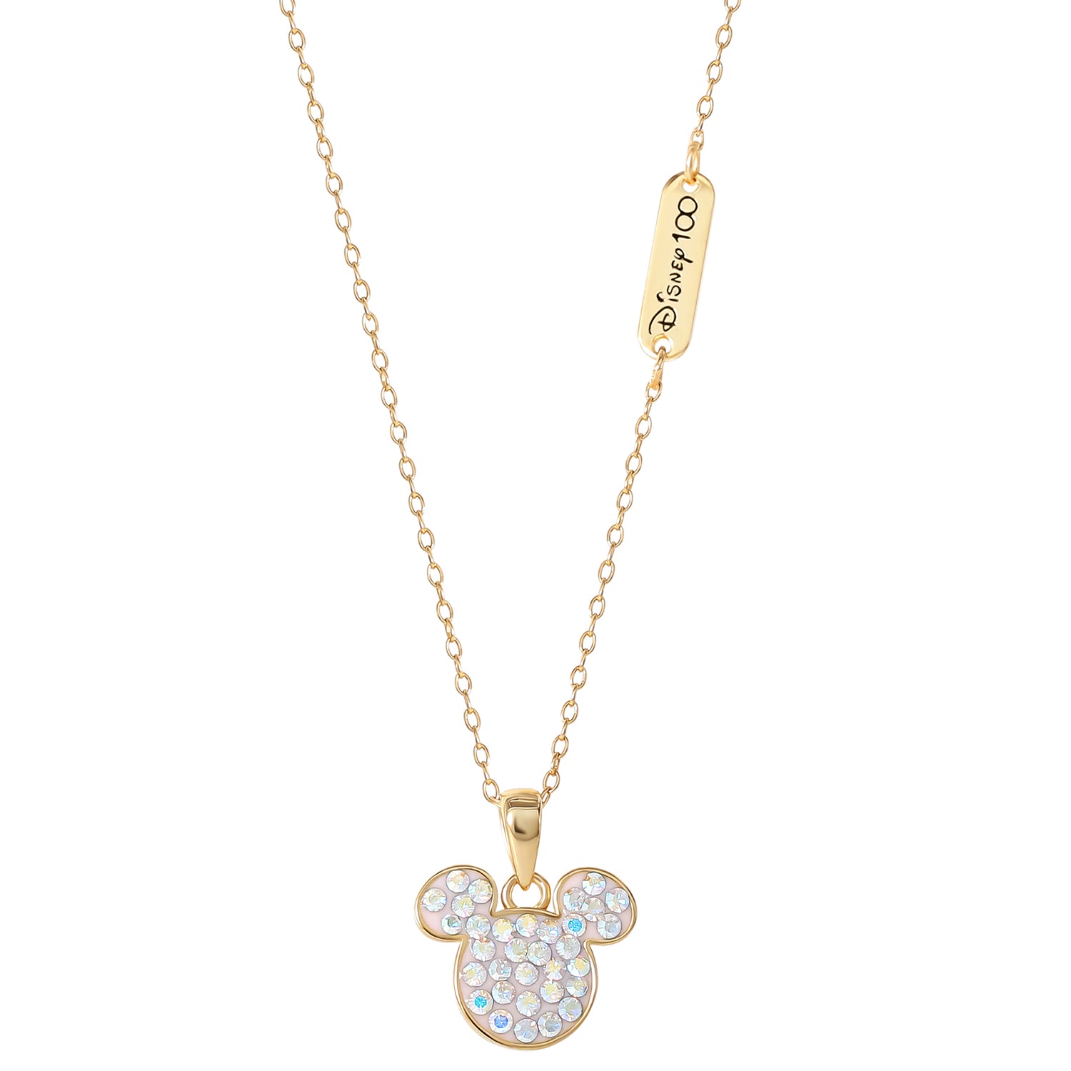 Mickey Mouse Necklace for Women, Aurora Boreal Crystal Mickey Pendant
