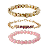 K-Pop Demon Hunters Bracelet Official License, Gold-Tone Huntrix Bracelets 3-Piece Set, K-Pop Gifts