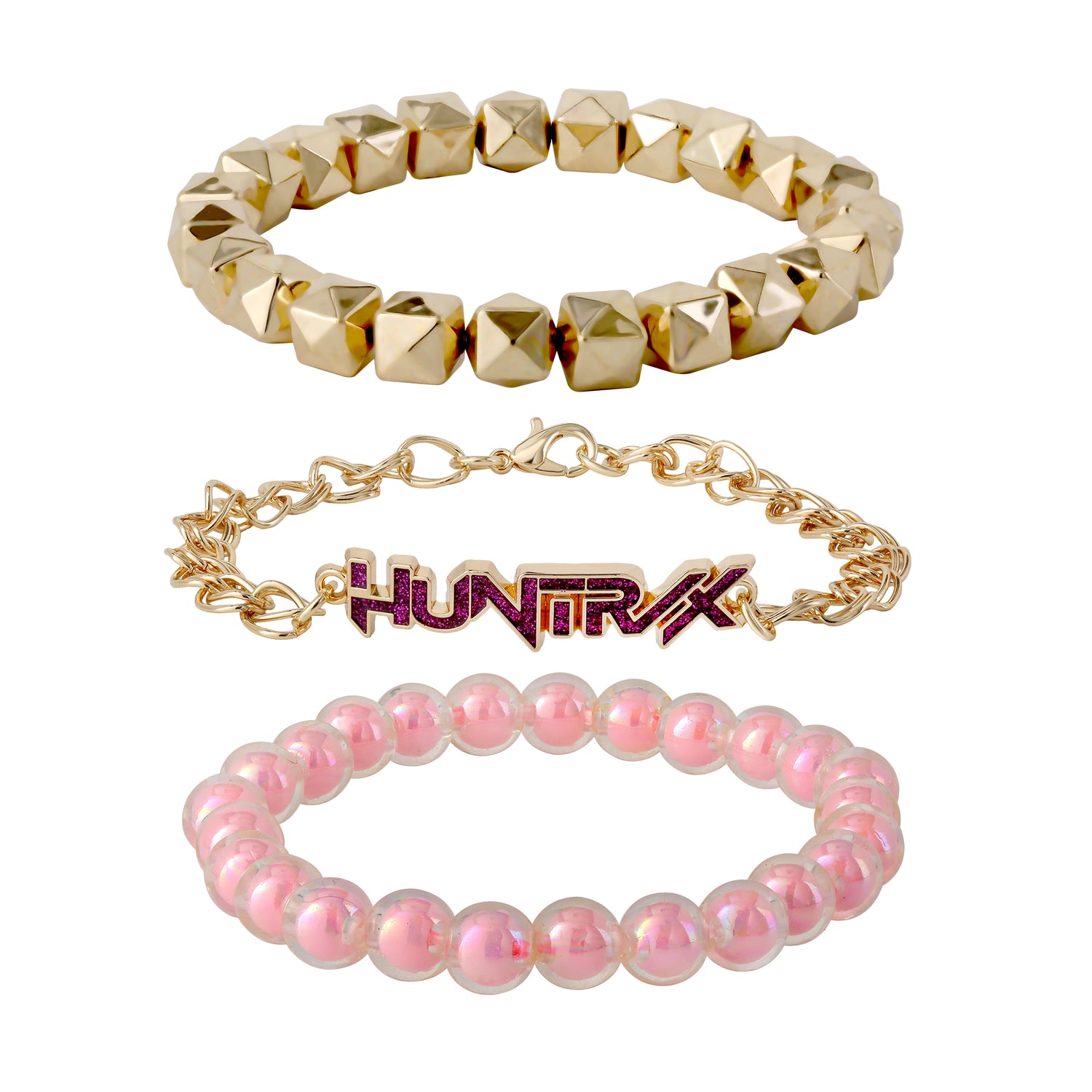 K-Pop Demon Hunters Bracelet Official License, Gold-Tone Huntrix Bracelets 3-Piece Set, K-Pop Gifts