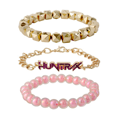 KPop Demon Hunters Bracelet Official License, Gold-Tone Huntrix Bracelets 3-Piece Set, KPop Gifts