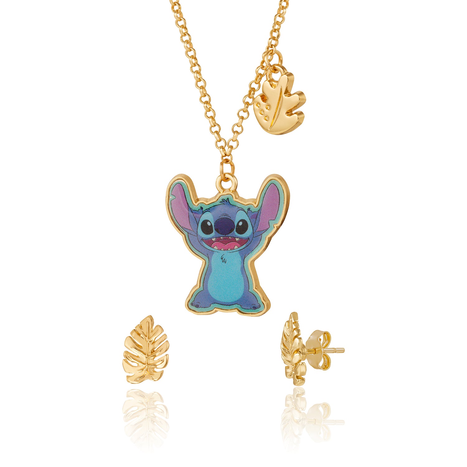 Disney Stitch Jewelry Set - Stitch Necklace and Leaf Earrings