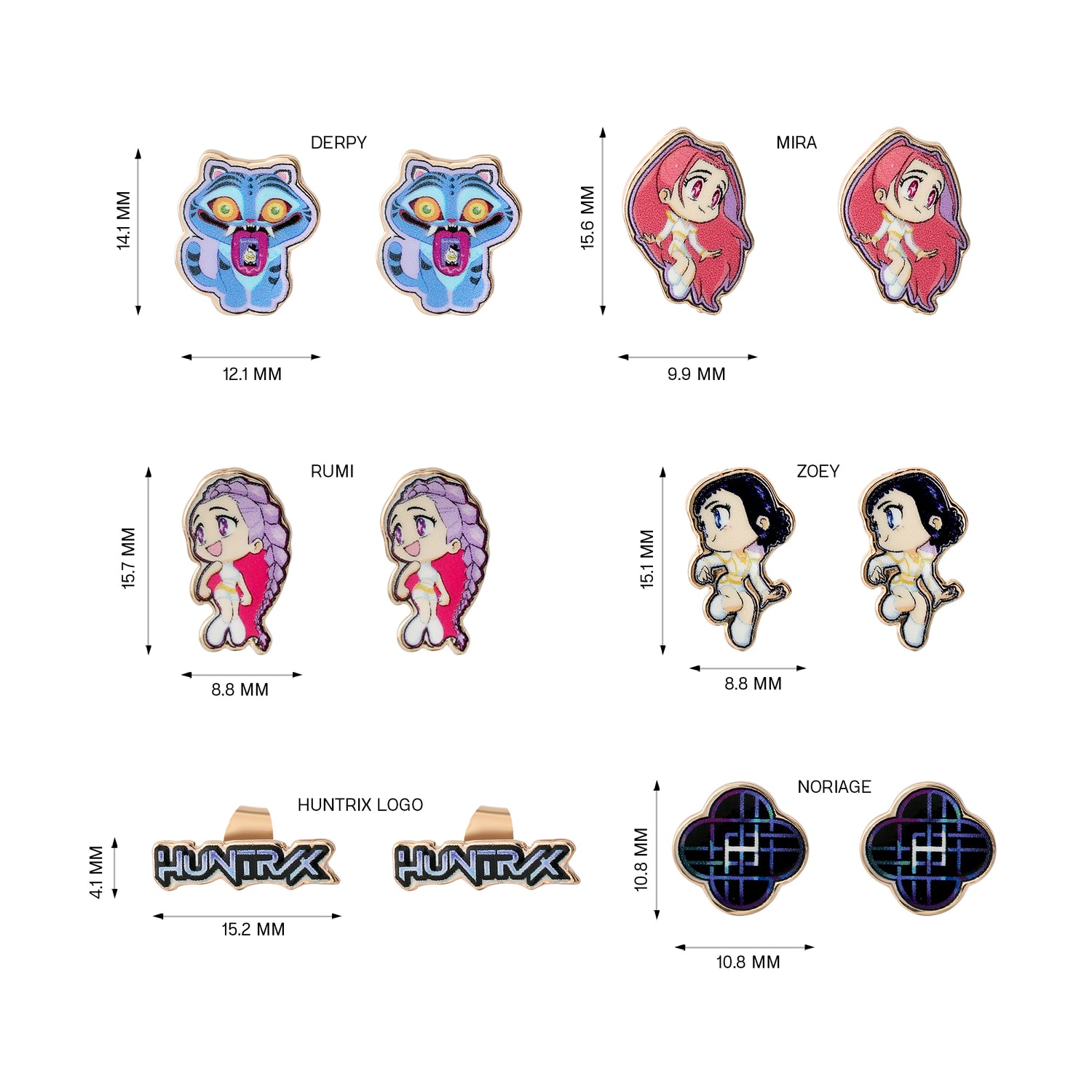 K-Pop Demon Hunters Earrings Set 6 Pairs Official License, Gold-Tone Stud Earrings, K Pop Gifts
