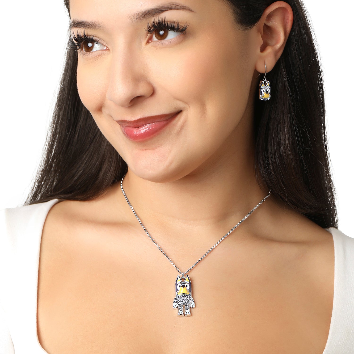 Bluey Pendant Necklace & Fish Hook Earrings Set, Official License