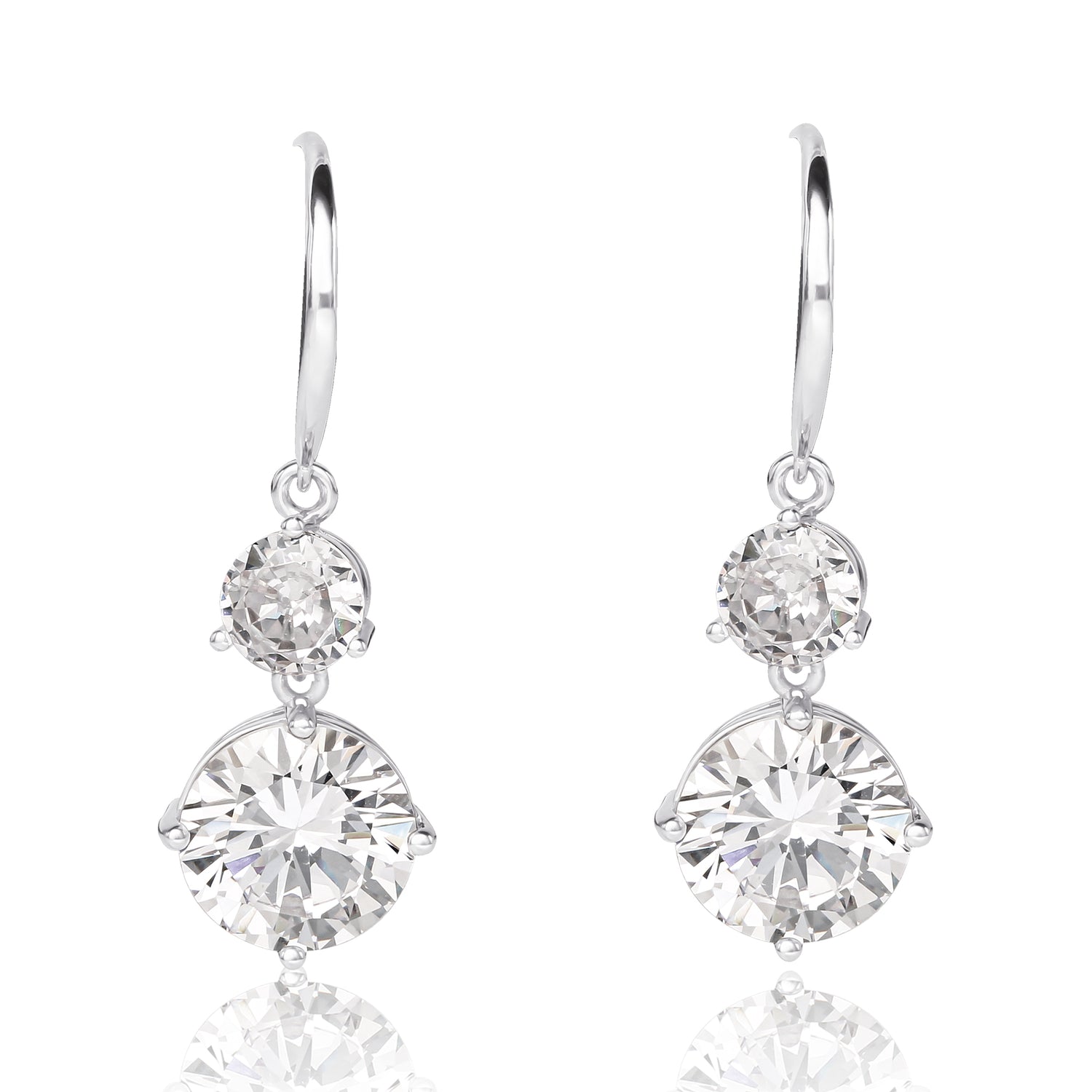 BCBG GENERATION BRASS RH PLT CZ TWO STONE EAR WIRE