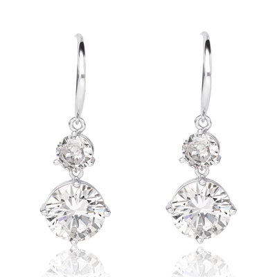 BCBG GENERATION BRASS RH PLT CZ TWO STONE EAR WIRE