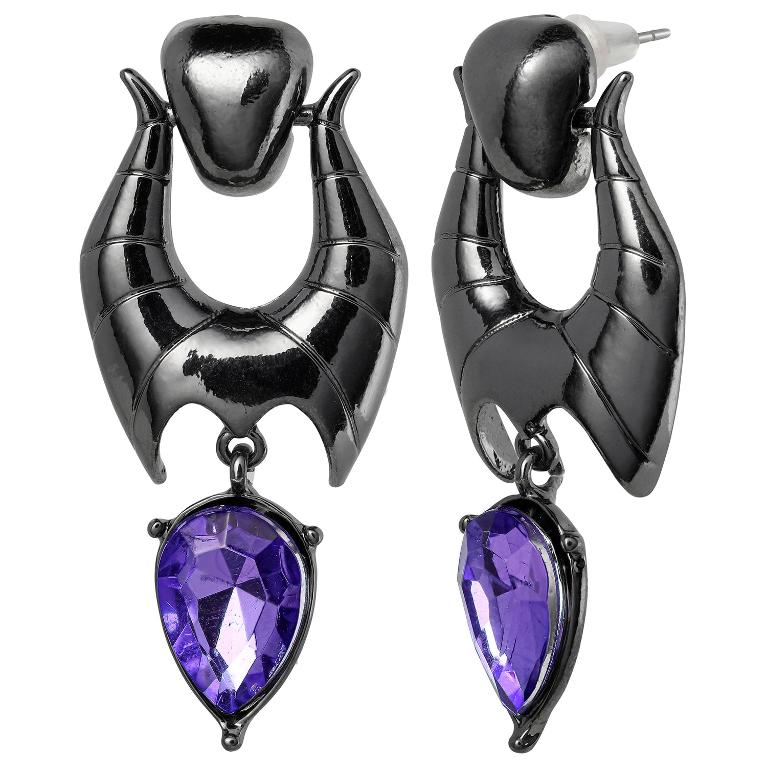 Disney Villains Maleficent Horn Drop Earrings with Purple Crystal
