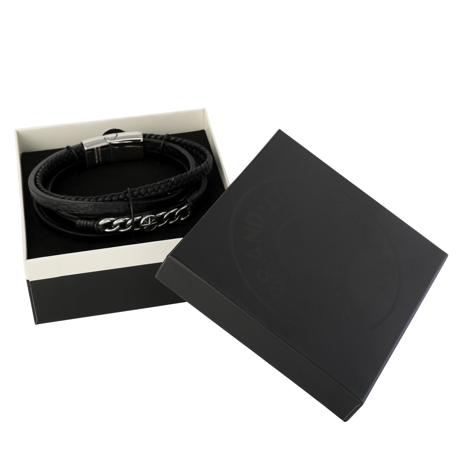 Lucky Brand Men’s Multi‑Row & Chain 8.25'' Bracelet with Compass Emblem
