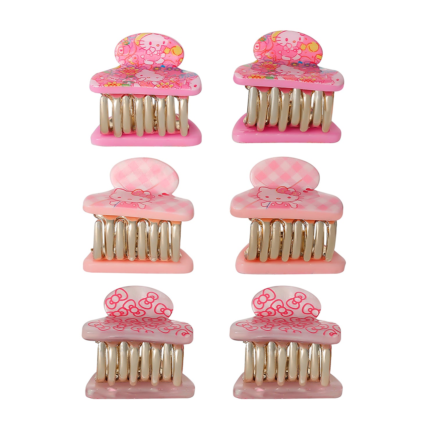 Hello Kitty Hair Clips Claw Small 6-Piece Set Official License, 3 Designs