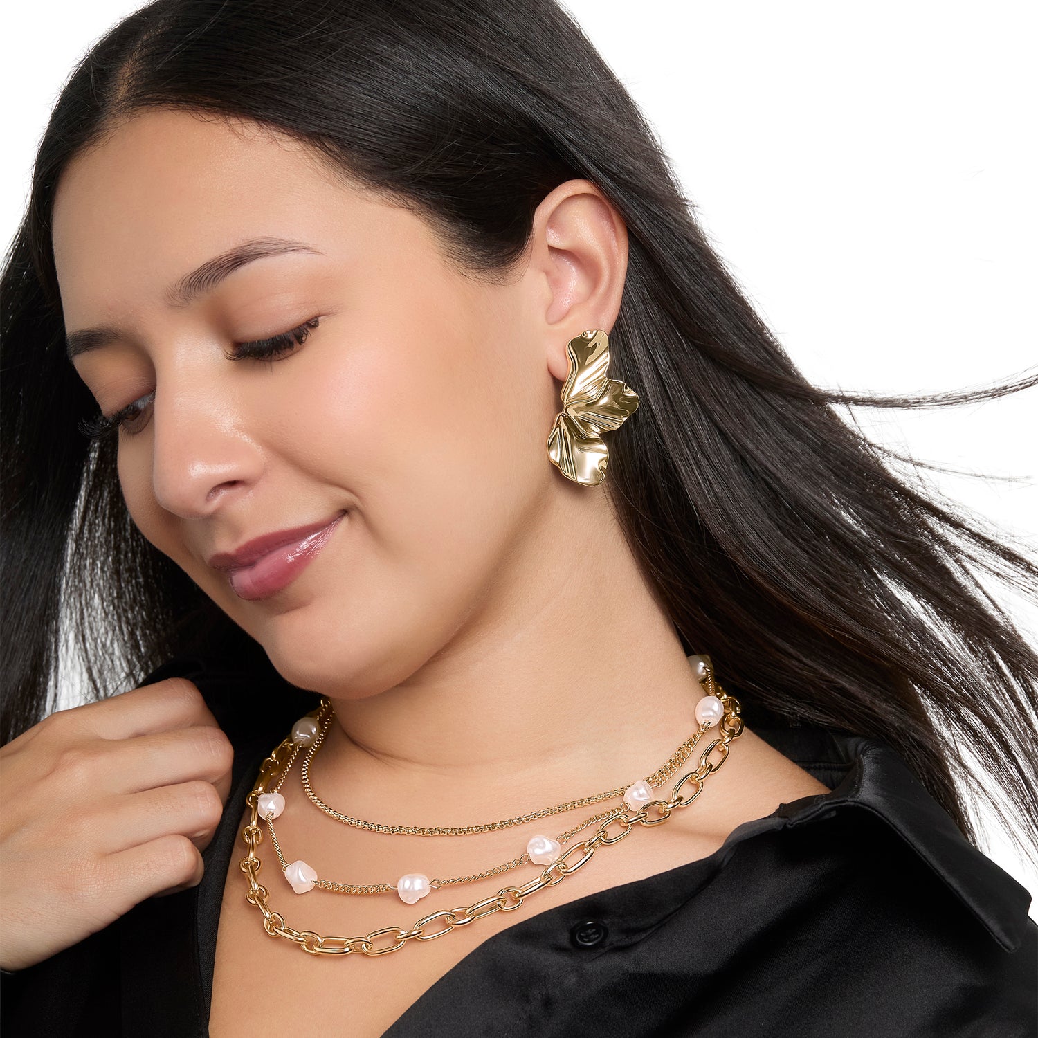 BCBG Gold-Tone Leaf Statement Earrings