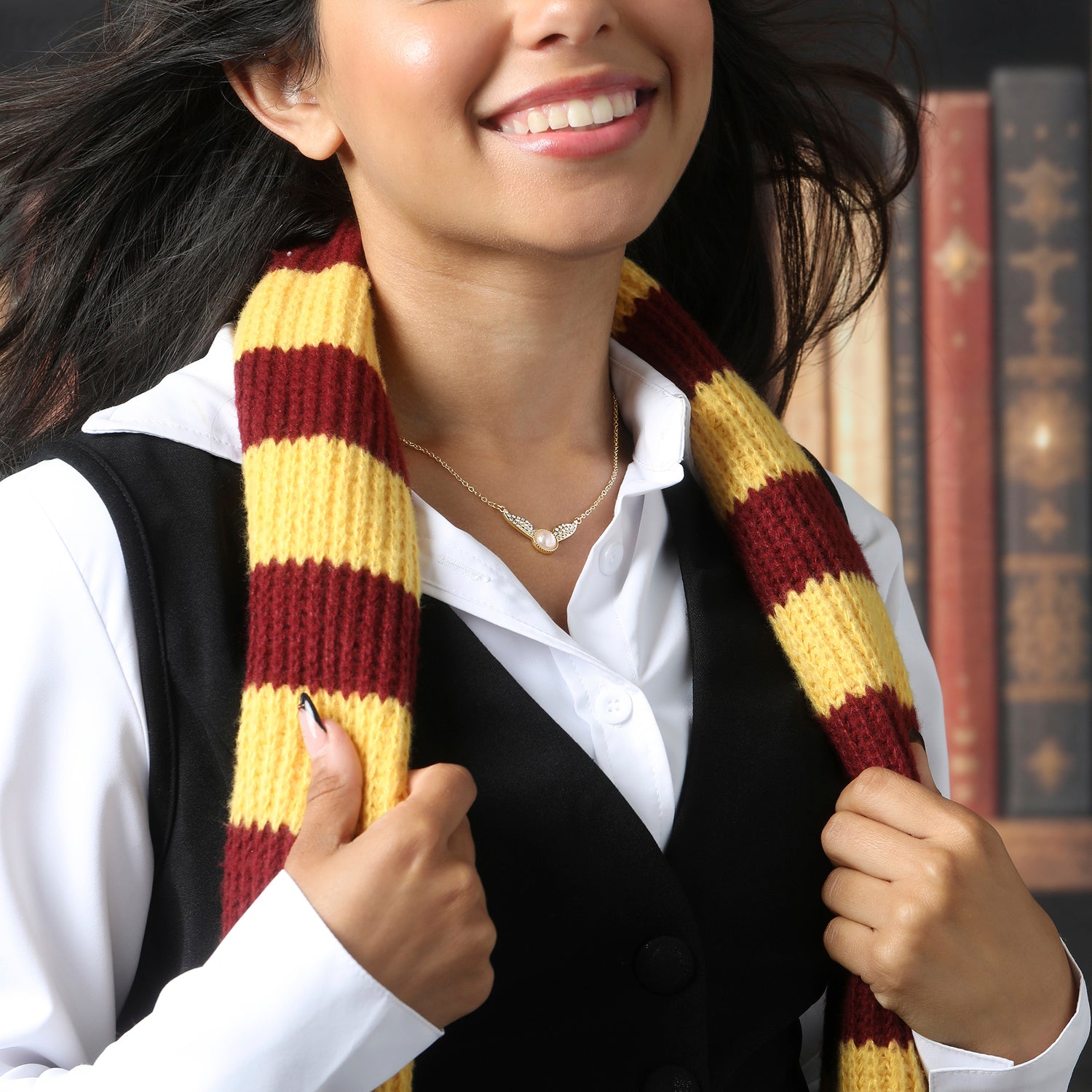 Harry Potter Golden Snitch Necklace with Crystals and Pearl, 18"+2"