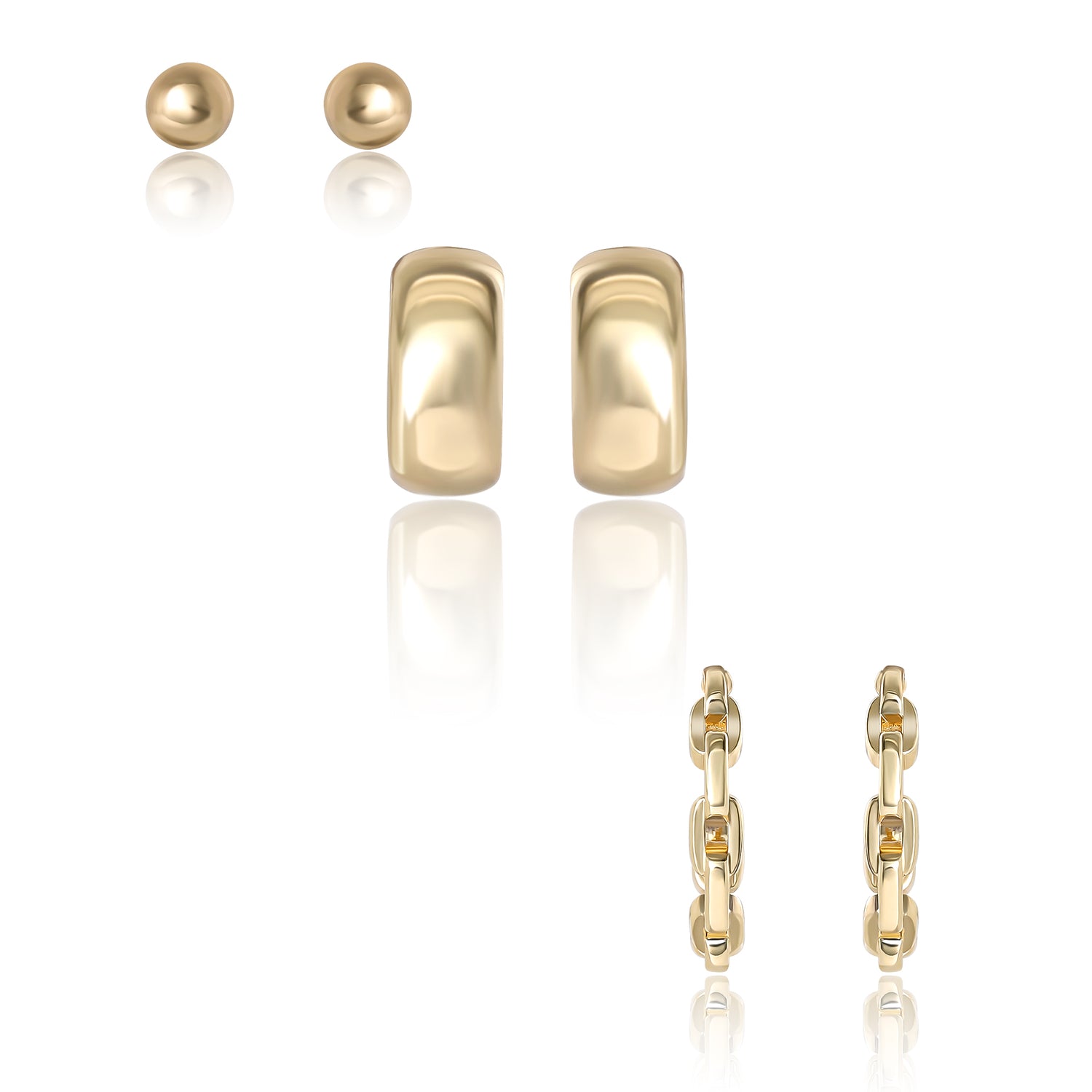 Jessica Simpson Gold-Tone Stud and Hoop Earring Set