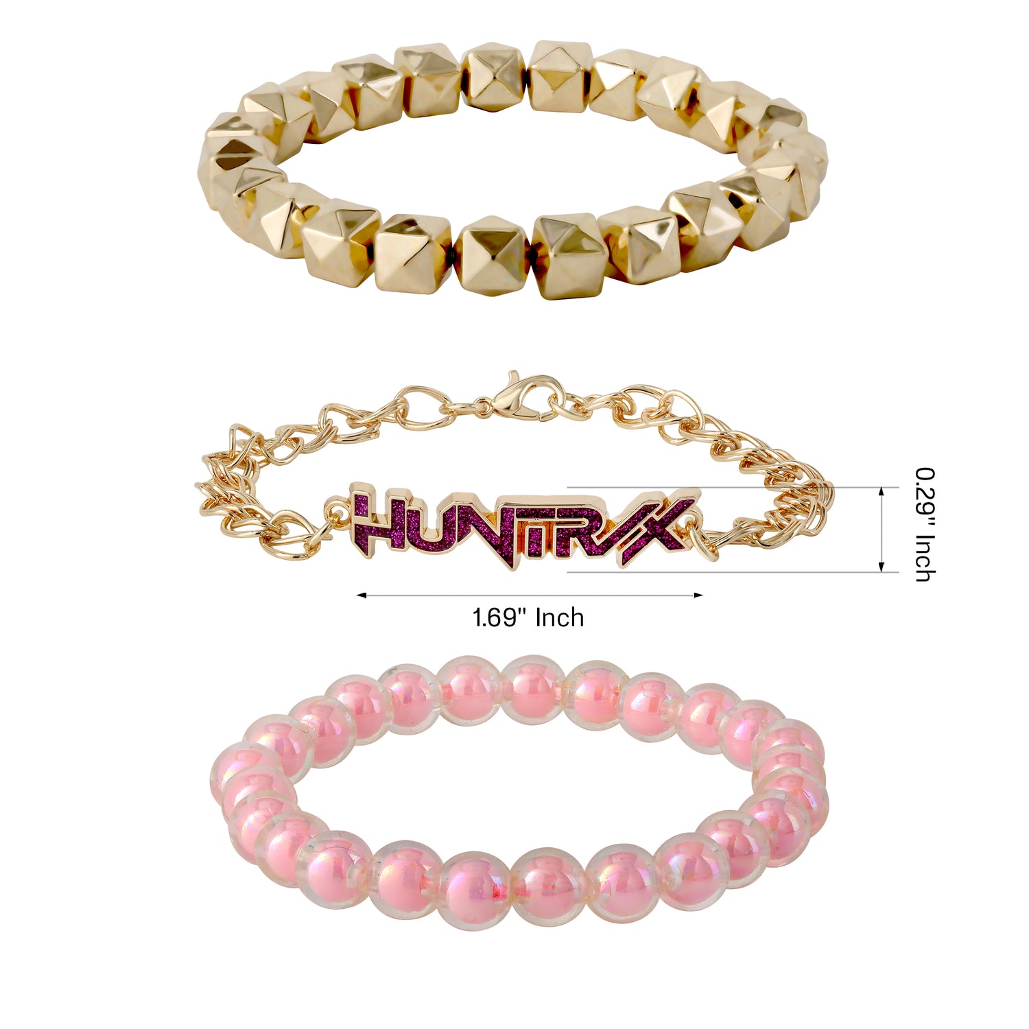 K-Pop Demon Hunters Bracelet Official License, Gold-Tone Huntrix Bracelets 3-Piece Set, K-Pop Gifts