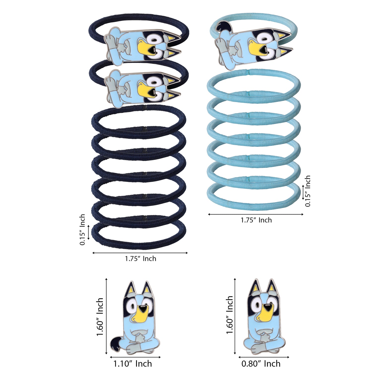 Bluey Hair Ties Pack of 15 Official License, Elastic Bands for Hair