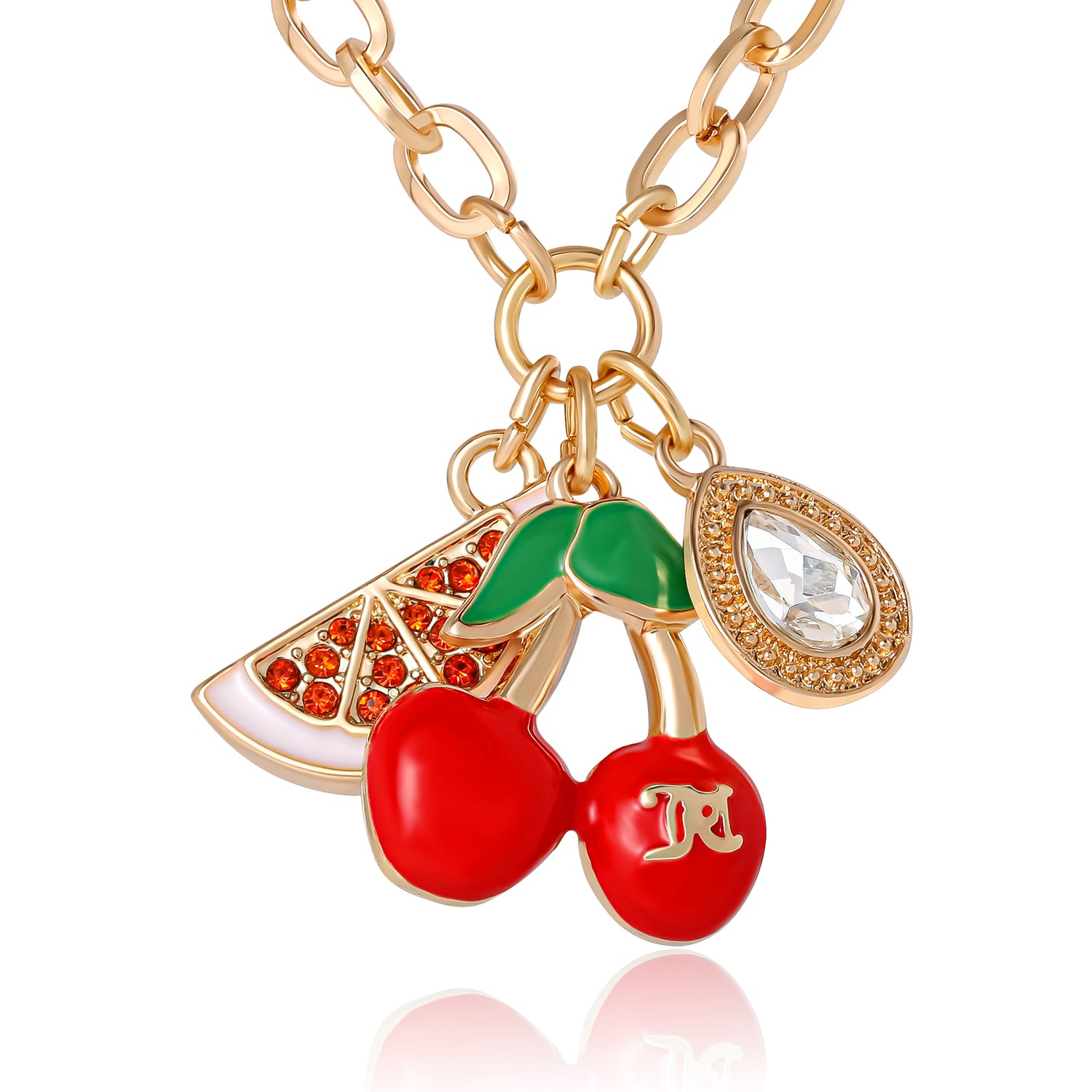Juicy Couture Cherry & Watermelon Charm Necklace - 18 + 2''
