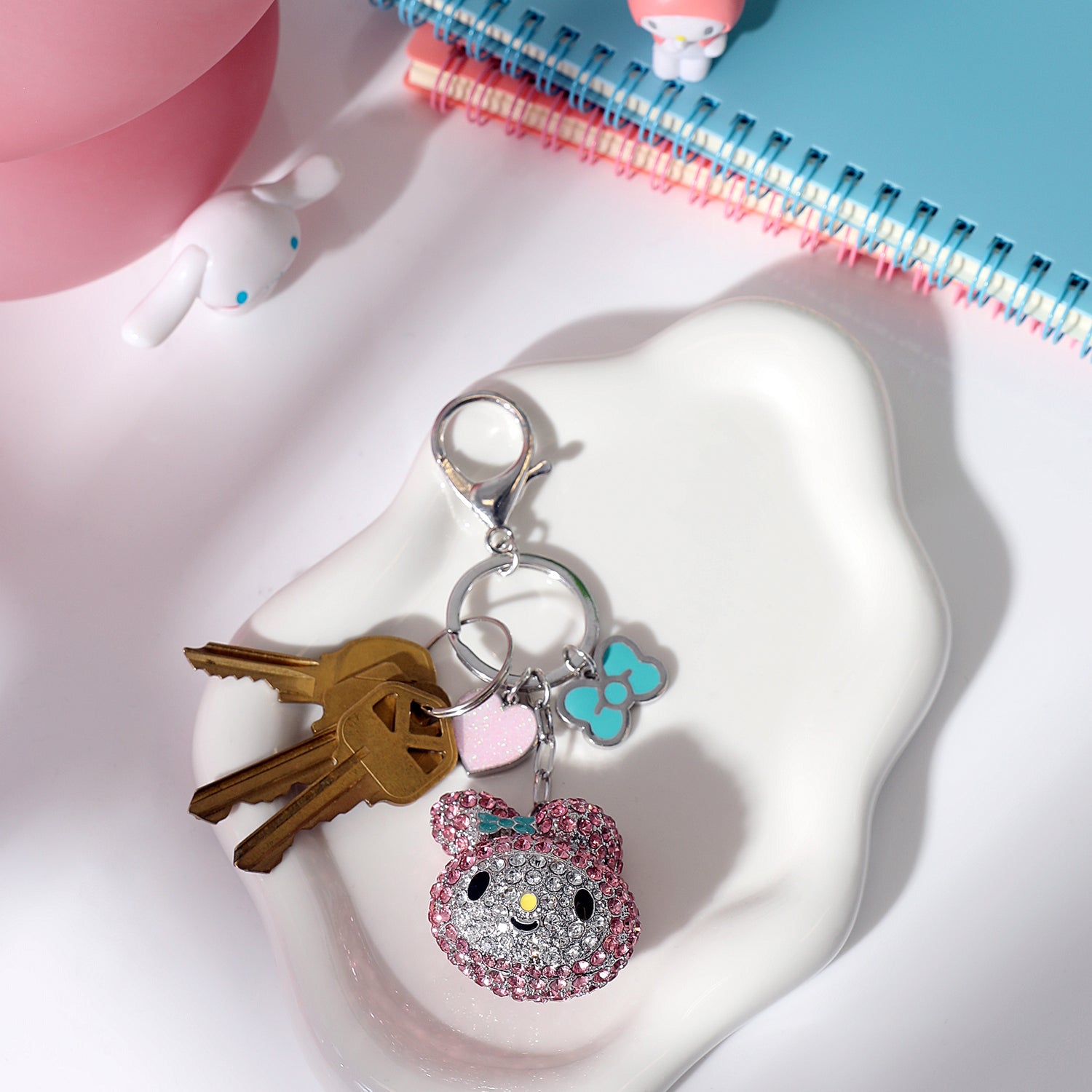 My Melody Crystal Cluster Pavé Bag Charm Keychain – Officially Licensed Sanrio