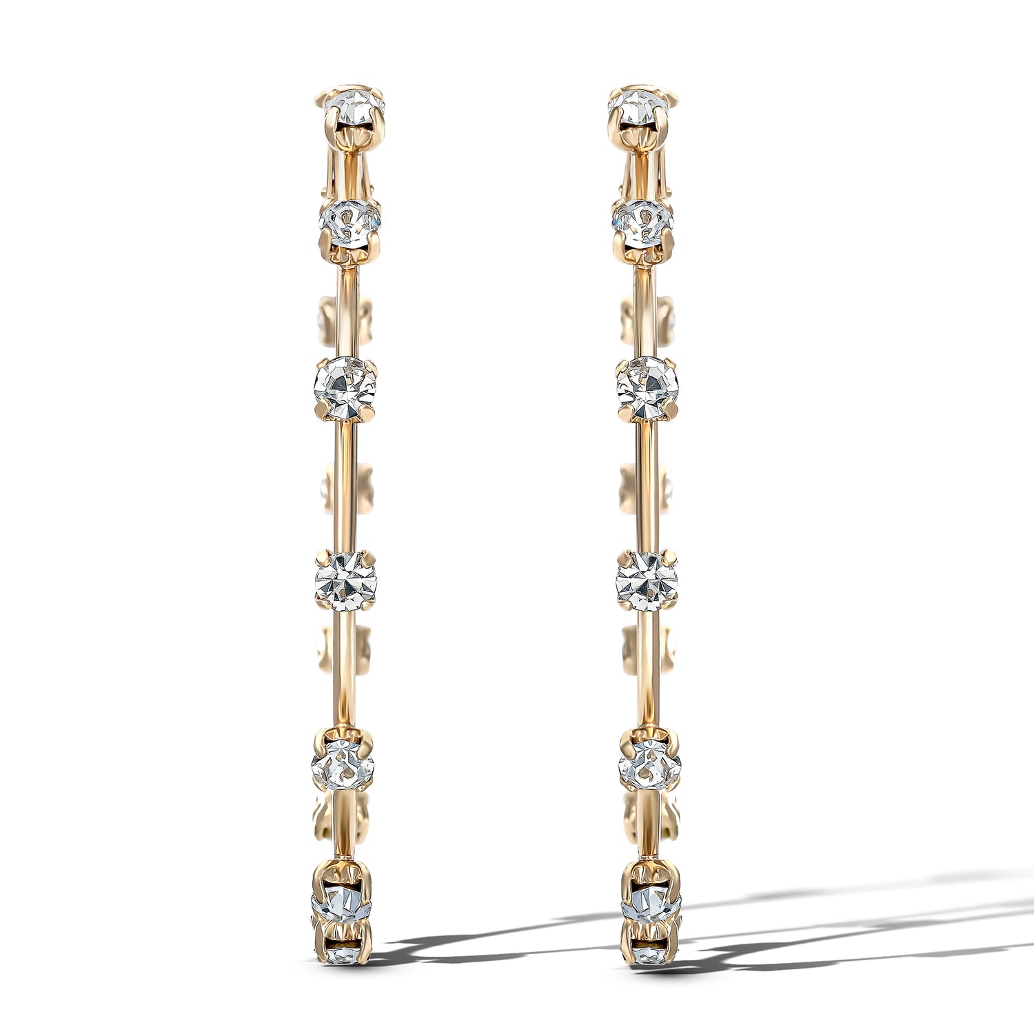 Jessica Simpson Gold-Tone Crystal-Studded Elegant Statement Hoop Earrings