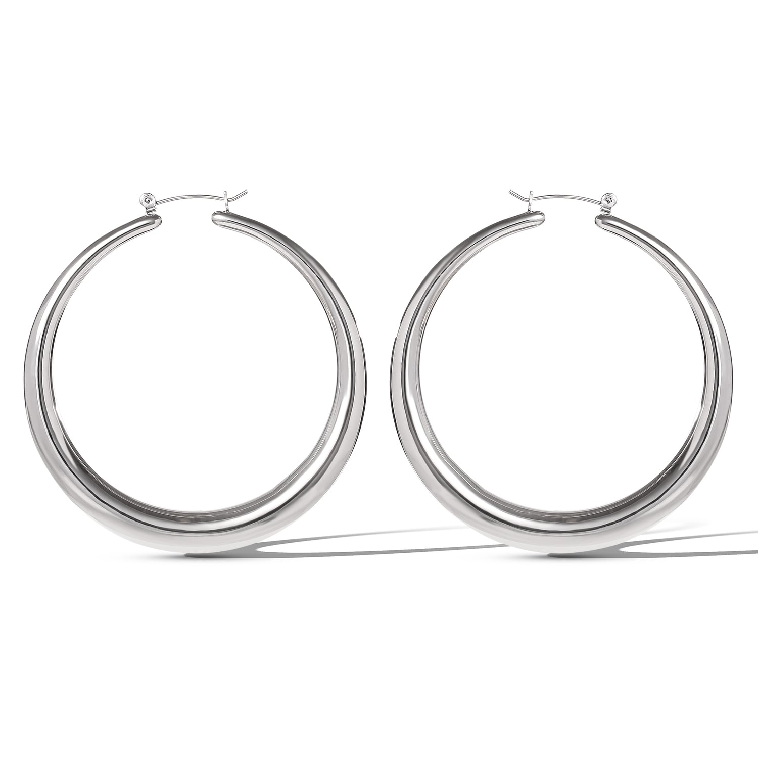 Jessica Simpson High Shine Silver Hoop Earrings