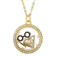 Harry Potter Lightning Scar and Glasses Shaker Pendant Necklace with Crystals - 18"+1"