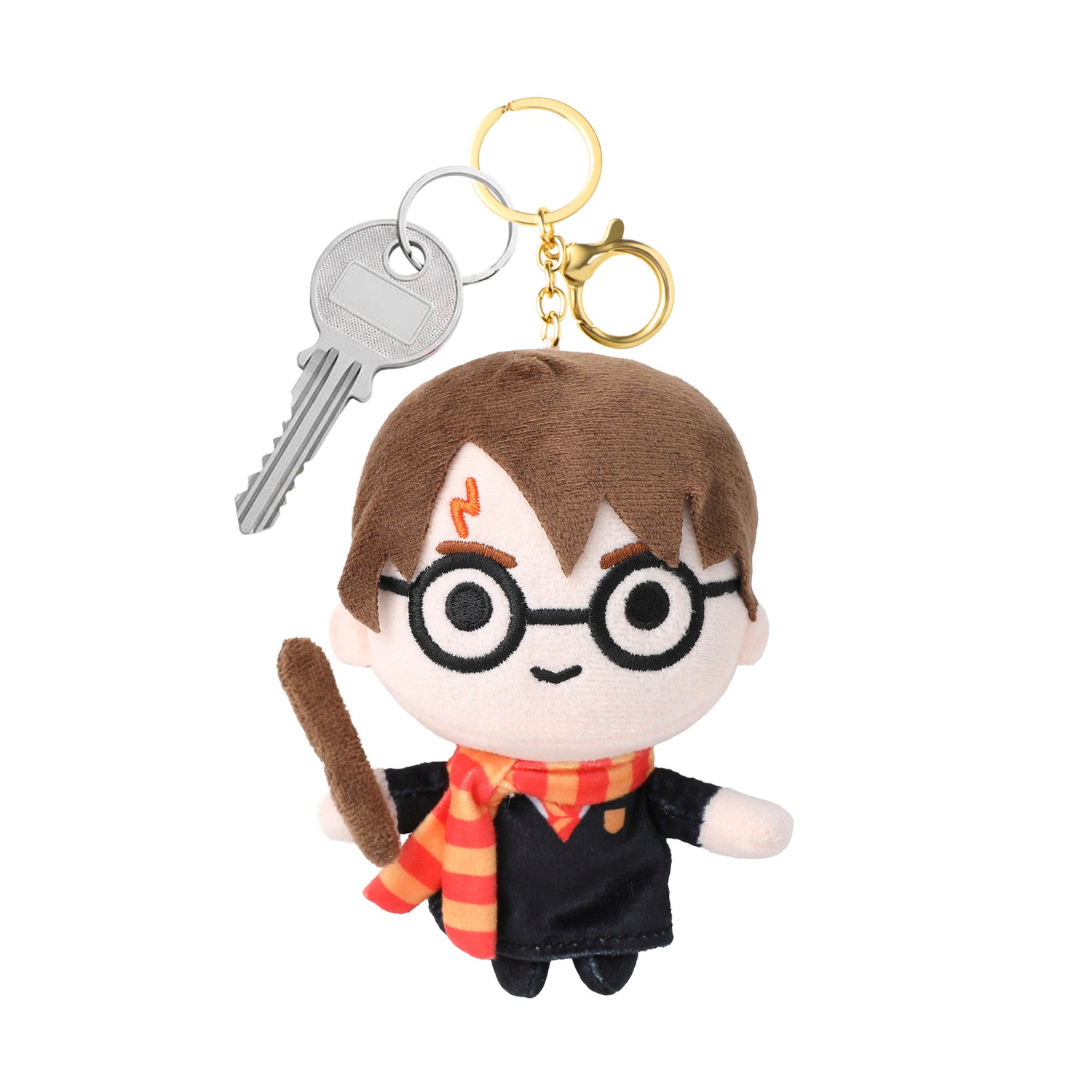 Harry Potter Plush Keychain Bag Charm Official License, Gold-Tone