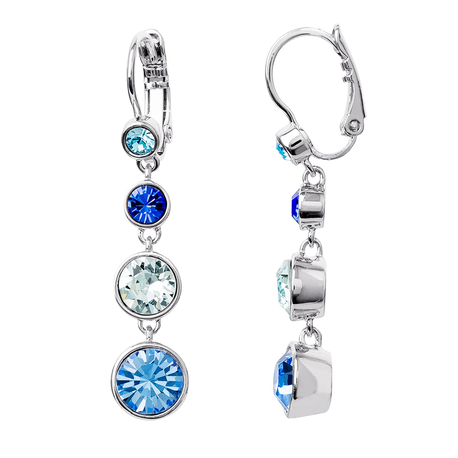 BCBGeneration Graduated Blue Crystal Drop Leverback Earrings