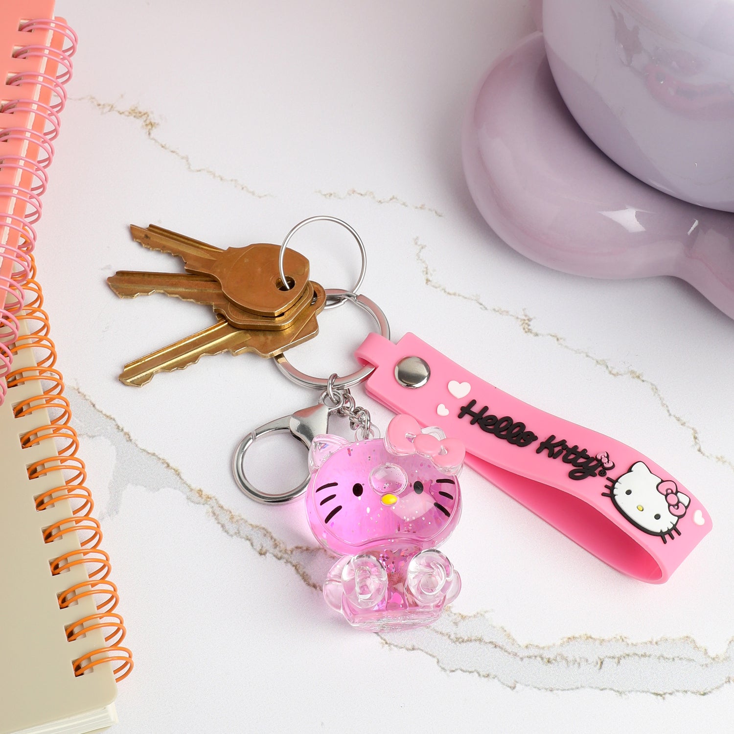 Hello Kitty Keychain Acrylic Liquid Molded Full Body, Cute Bag Charm