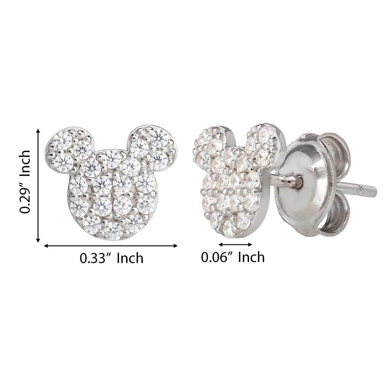 Disney Mickey Mouse Earrings for Women Official License, Sterling Silver