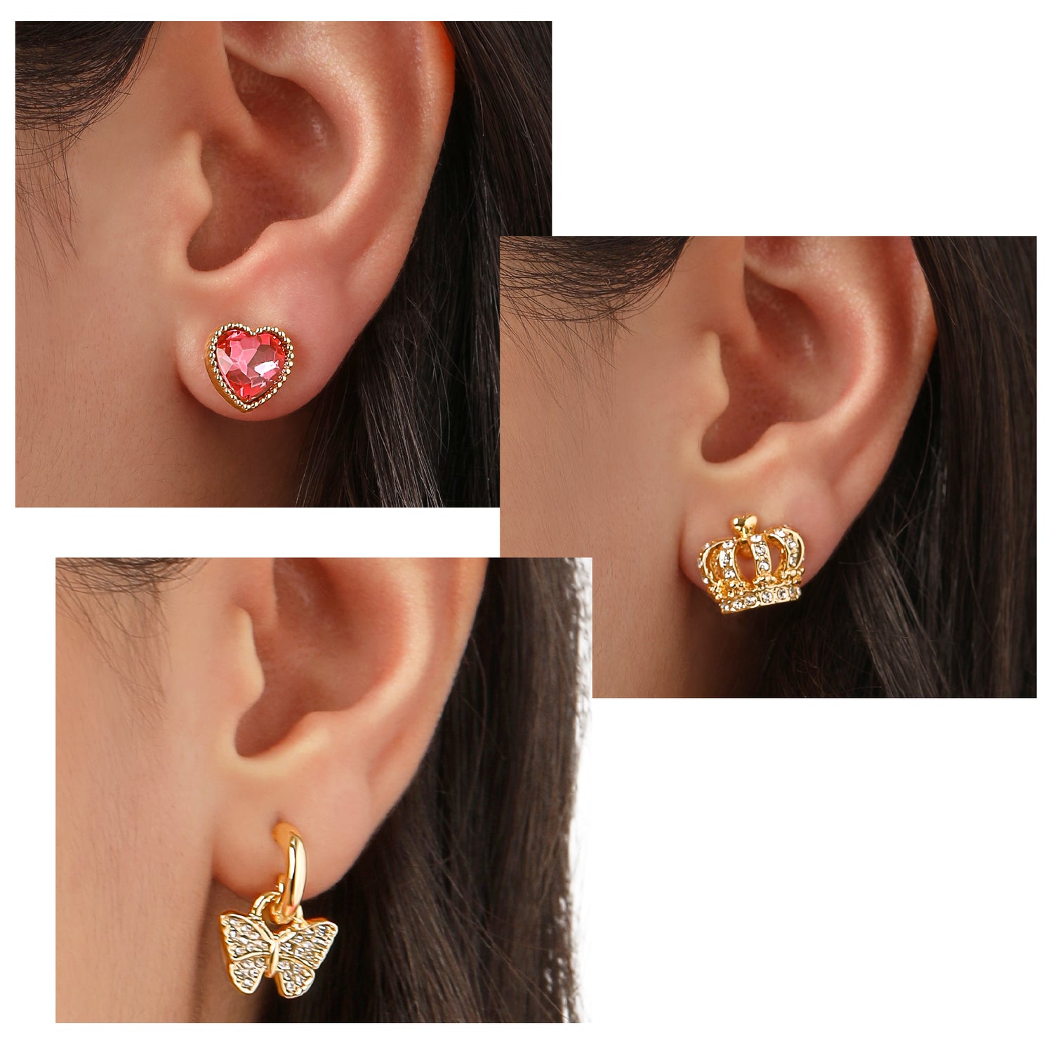 Juicy Couture Huggie Hoops, Stud Earrings for Women, 3-Pair Gift Set & Box