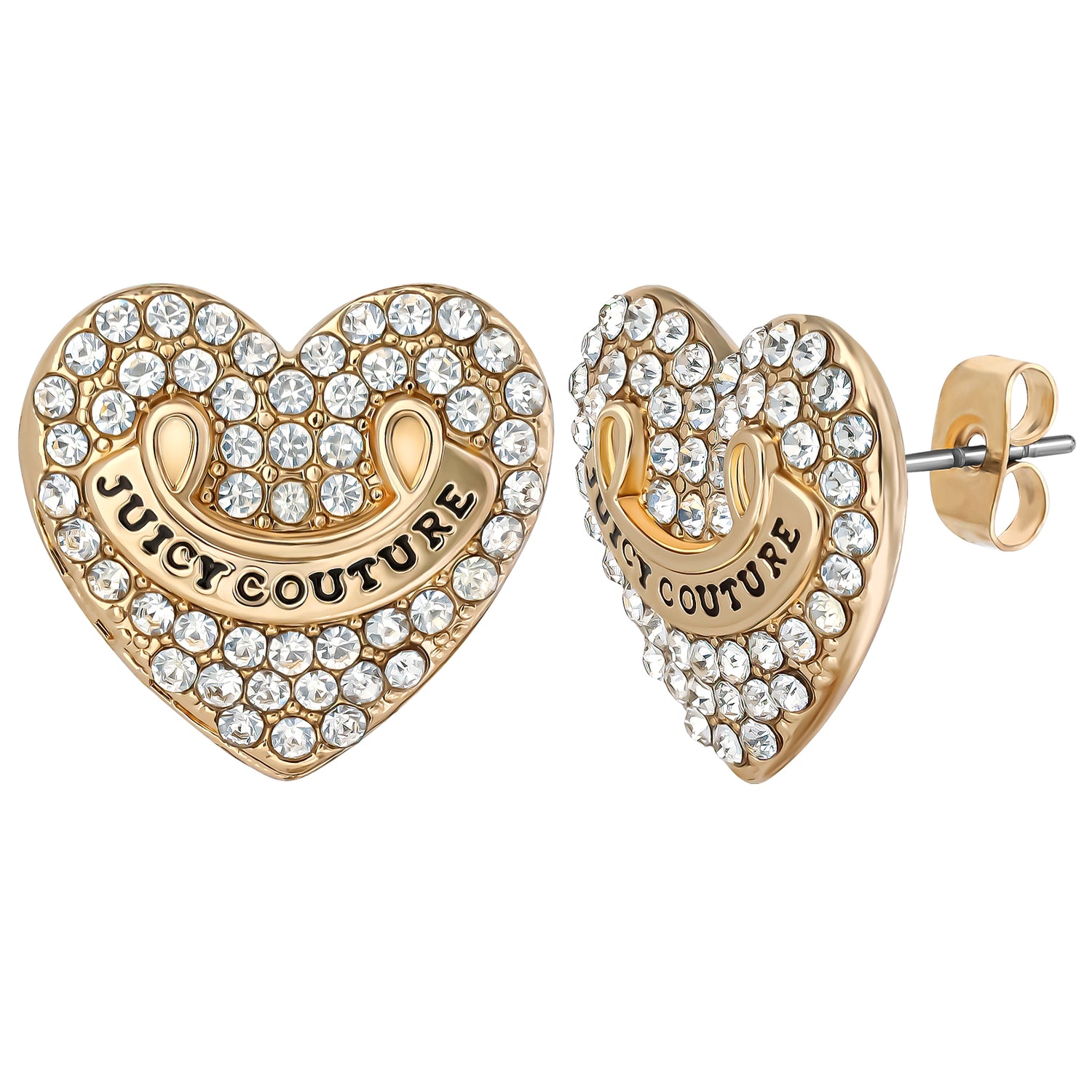 Juicy Couture Gold-Tone Pave Heart Keychain & Earrings Set