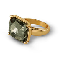 Jessica Simpson Gold-Tone Smoky Black Rectangle Stone Ring