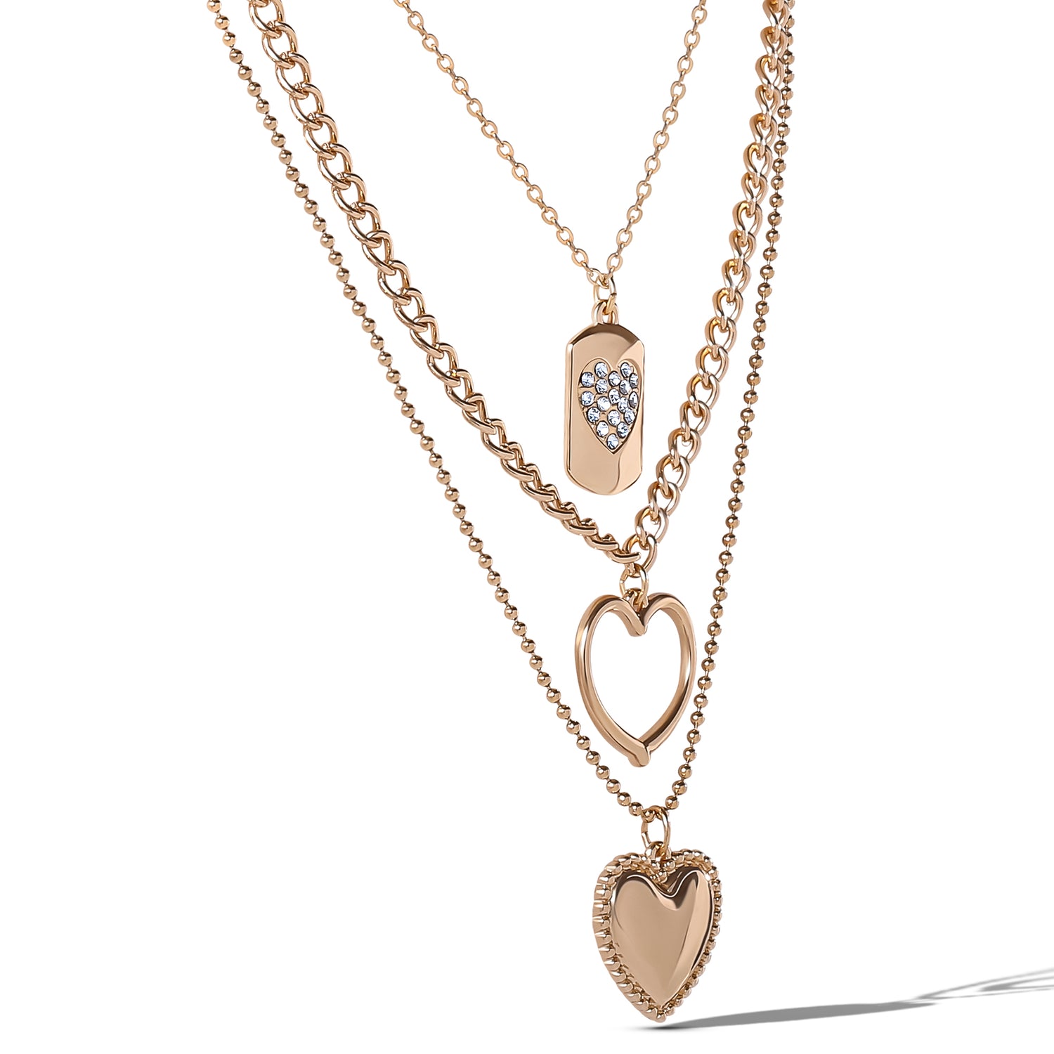 Jessica Simpson Gold-Tone Multi-Charm Heart Layered Necklace Set