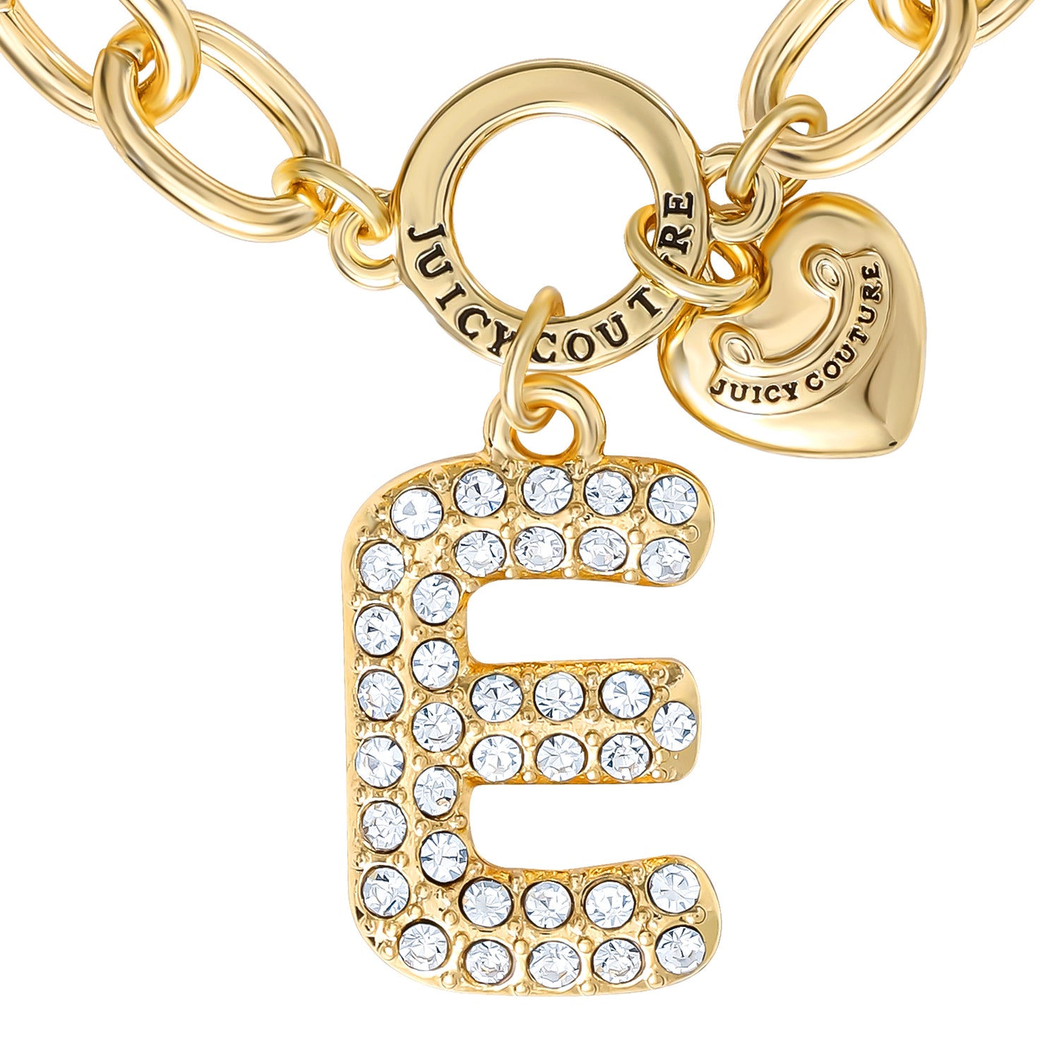 Juicy Couture Pavé Initial Charm Bracelet - 7.5'' Gold Tone Link