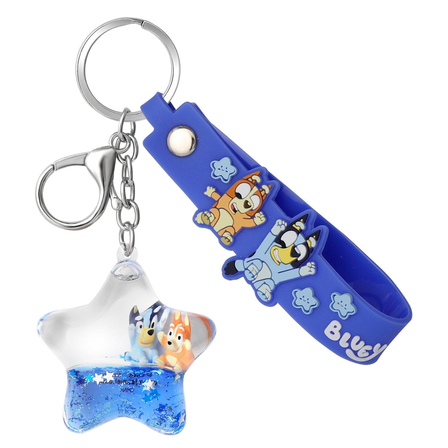 Bluey and Bingo Liquid Star Bag Charm Keychain