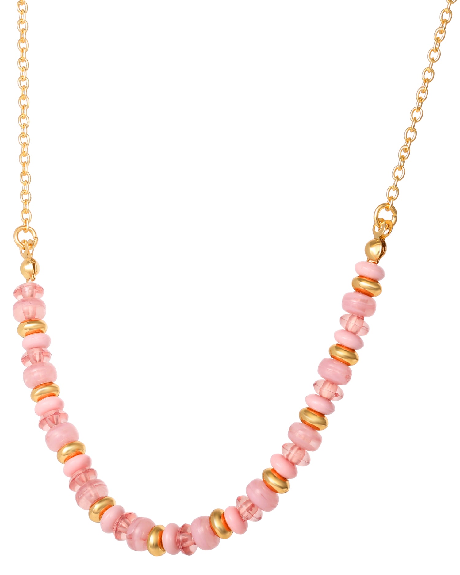 Celebrity Pink 3-Piece Necklaces for Women, Layering Necklaces Gold-Tone | Triple Necklace Stack 3 Separate Lengths, Pink Bead and Pearl Embellishments, Rose and Heart Pendant