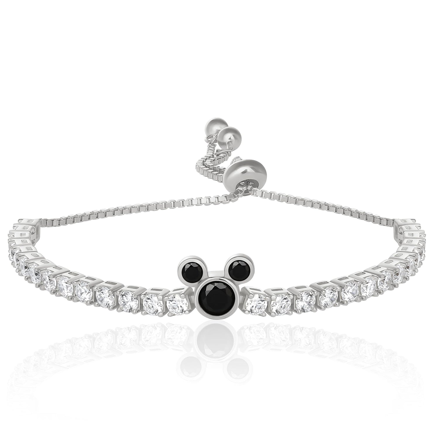Disney Womens Mickey Mouse Tennis Bracelet Official License, Sterling Silver and Cubic Zirconia Tennis Lariat Bracelet