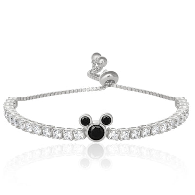 Disney Womens Mickey Mouse Tennis Bracelet Official License, Sterling Silver and Cubic Zirconia Tennis Lariat Bracelet