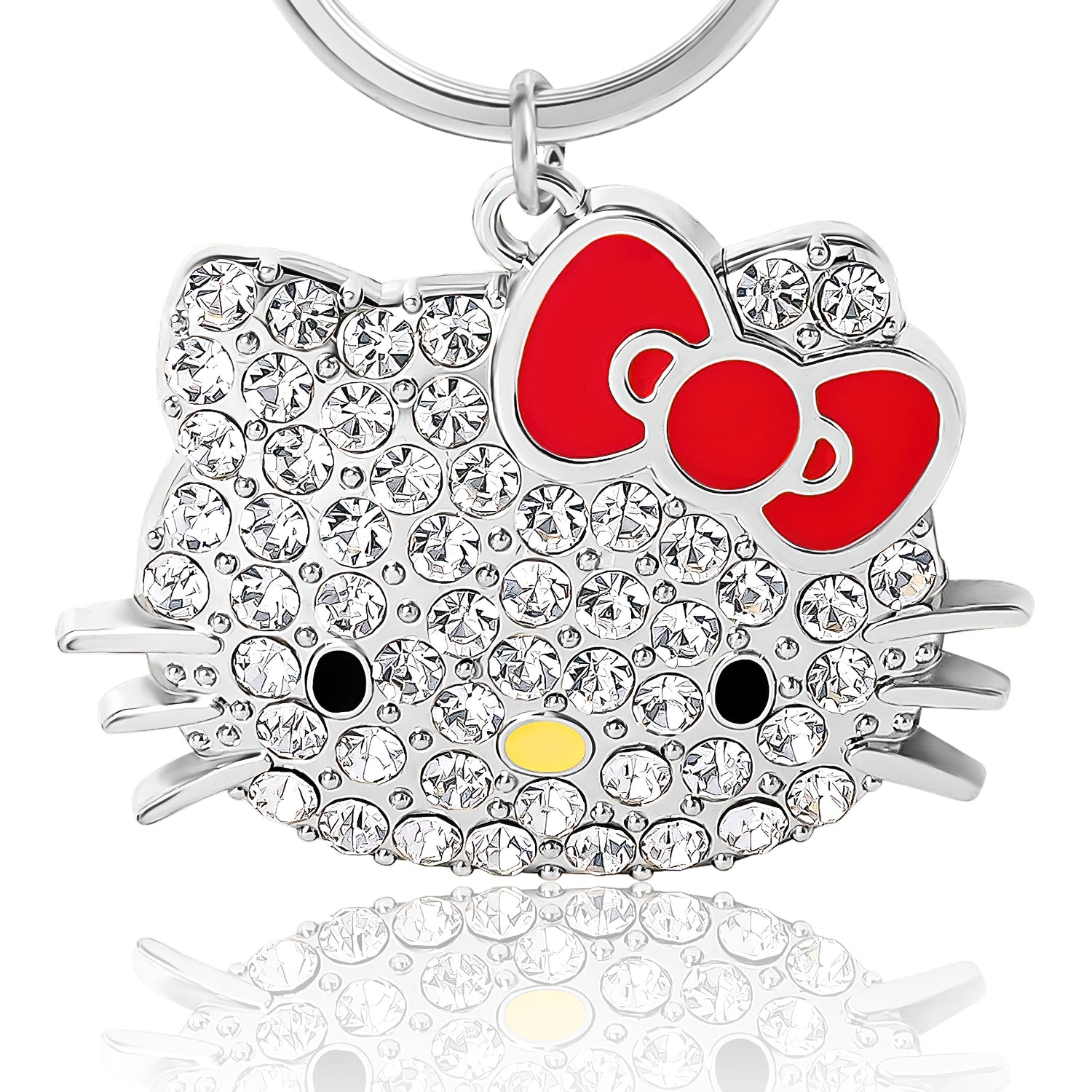 HELLO KITTY PAVE BLING KEYCHAIN CLEAR STONES -IMITATION RHODIUM PLT - Silver - Clear Crystal