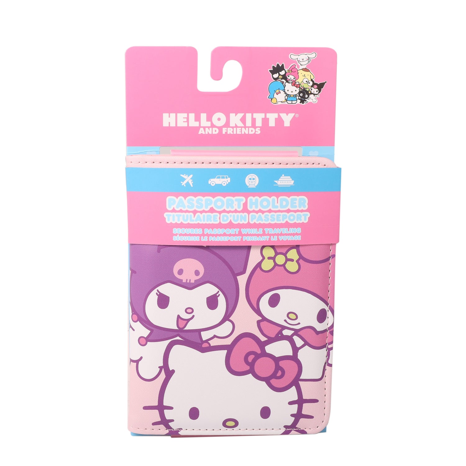 Hello Kitty and Friends Pink Passport Holder for Travel Official License, Sanrio Passport Cover for Women